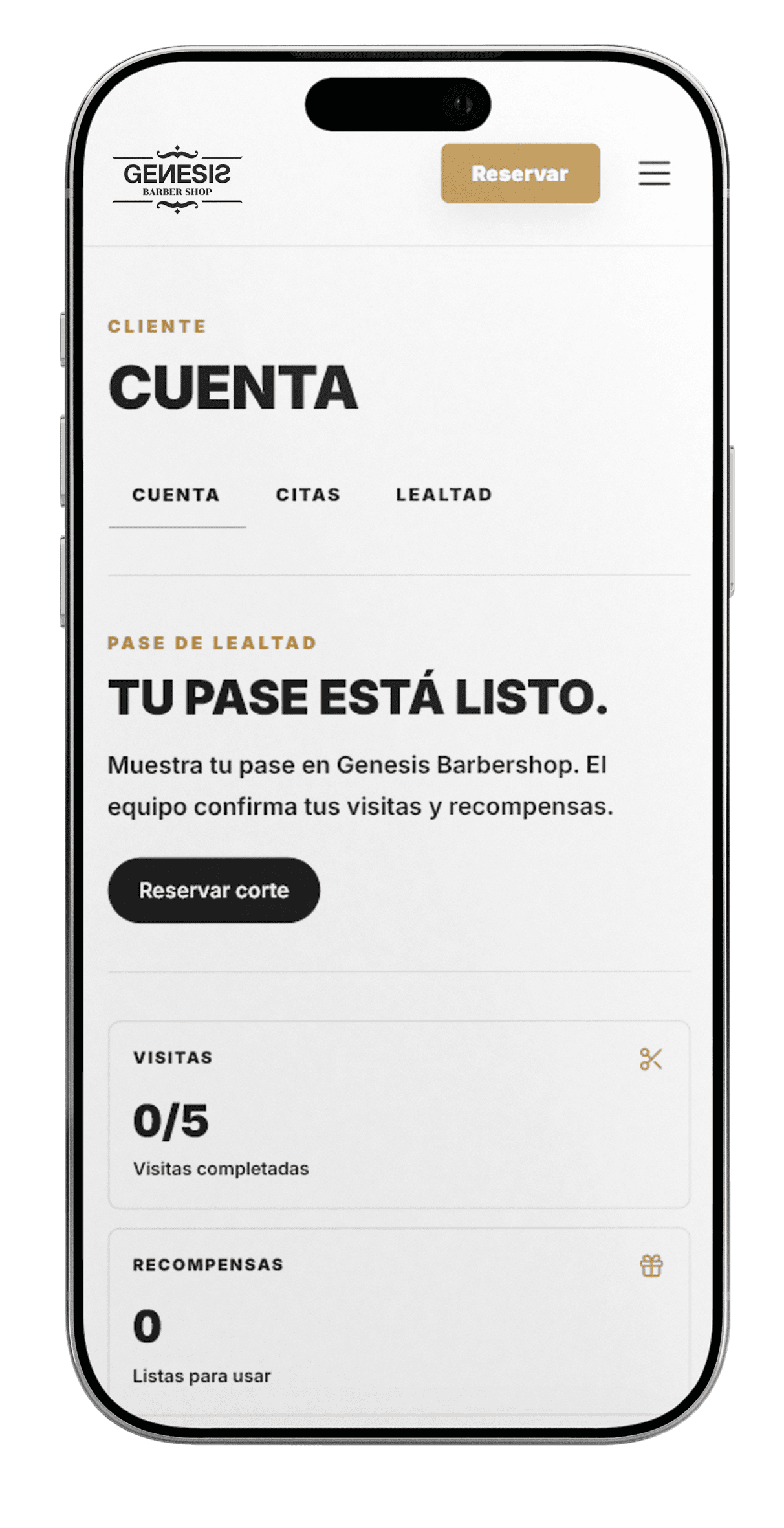 Pase de lealtad Genesis en la app